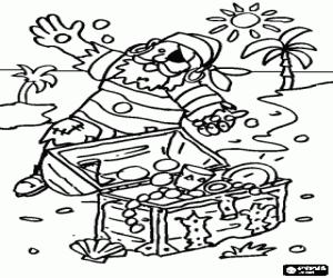 για ζωγραφική Πειρατής με χρυσά νομίσματα