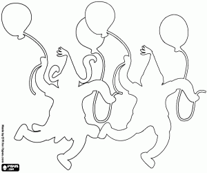 για ζωγραφική Σιλουέτες των ένα πάρτι γενεθλίων