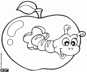 για ζωγραφική Σκουλήκι σε ένα μήλο