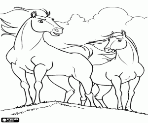 για ζωγραφική Σπίριτ και βροχή, άλογο και φοράδα