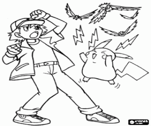 για ζωγραφική Τέφρα και του pokemon Pikachu