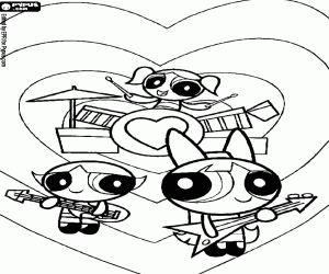 για ζωγραφική Τα κορίτσια Powerpuff Girls με αγάπη