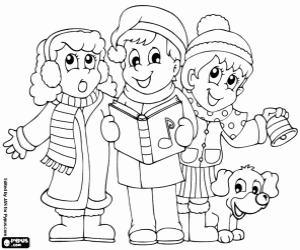 για ζωγραφική Τα παιδιά τραγουδούν τα κάλαντα των Χριστουγέννων