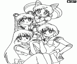 για ζωγραφική Τα τέσσερα κύρια Sailor Senshi