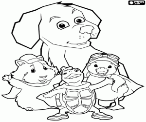 για ζωγραφική Τα τρία Wonder Pets και το κουτάβι