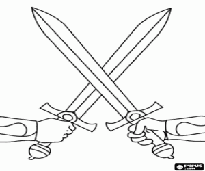 για ζωγραφική Τα χέρια σε μια μονομαχία με ξίφη