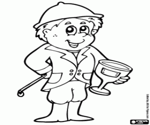 για ζωγραφική Τζόκεϊ. Αναβάτης με το τρόπαιο