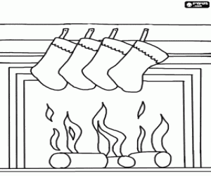 για ζωγραφική Τη φωτιά το βράδυ των Χριστουγέννων