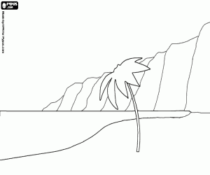 για ζωγραφική Την ακτή με αμμουδιά και βράχια