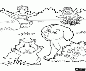 για ζωγραφική Το Wonder Pets και το σκύλο στον κήπο