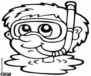 για ζωγραφική Το δύτη κεφάλι έξω από το νερό