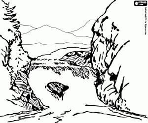 για ζωγραφική Τοπίο ενός ποταμού καταρράκτη