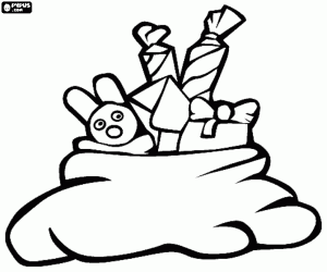 για ζωγραφική Τσάντα από τα δώρα Χριστουγέννων και ένα χνουδάτο