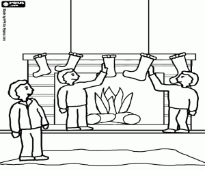 για ζωγραφική Χριστουγεννιάτικα στολίδια στο τζάκι