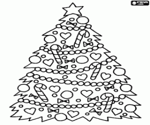 για ζωγραφική Χριστουγεννιάτικο δέντρο γεμάτο στολίδια