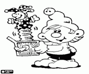 για ζωγραφική Χριστουγεννιάτικο ξωτικό και ένα κουτί με έκπληξη