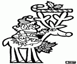 για ζωγραφική Χριστούγεννα elf ιππασίας ένα τάρανδος